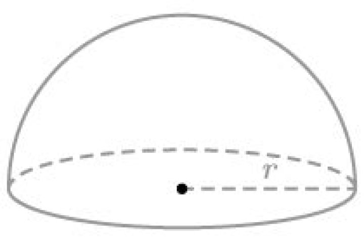 An hemisphere has a radius 5