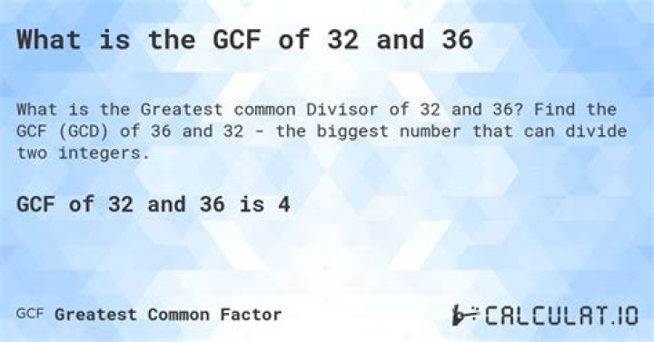 GCF of 36 and 32